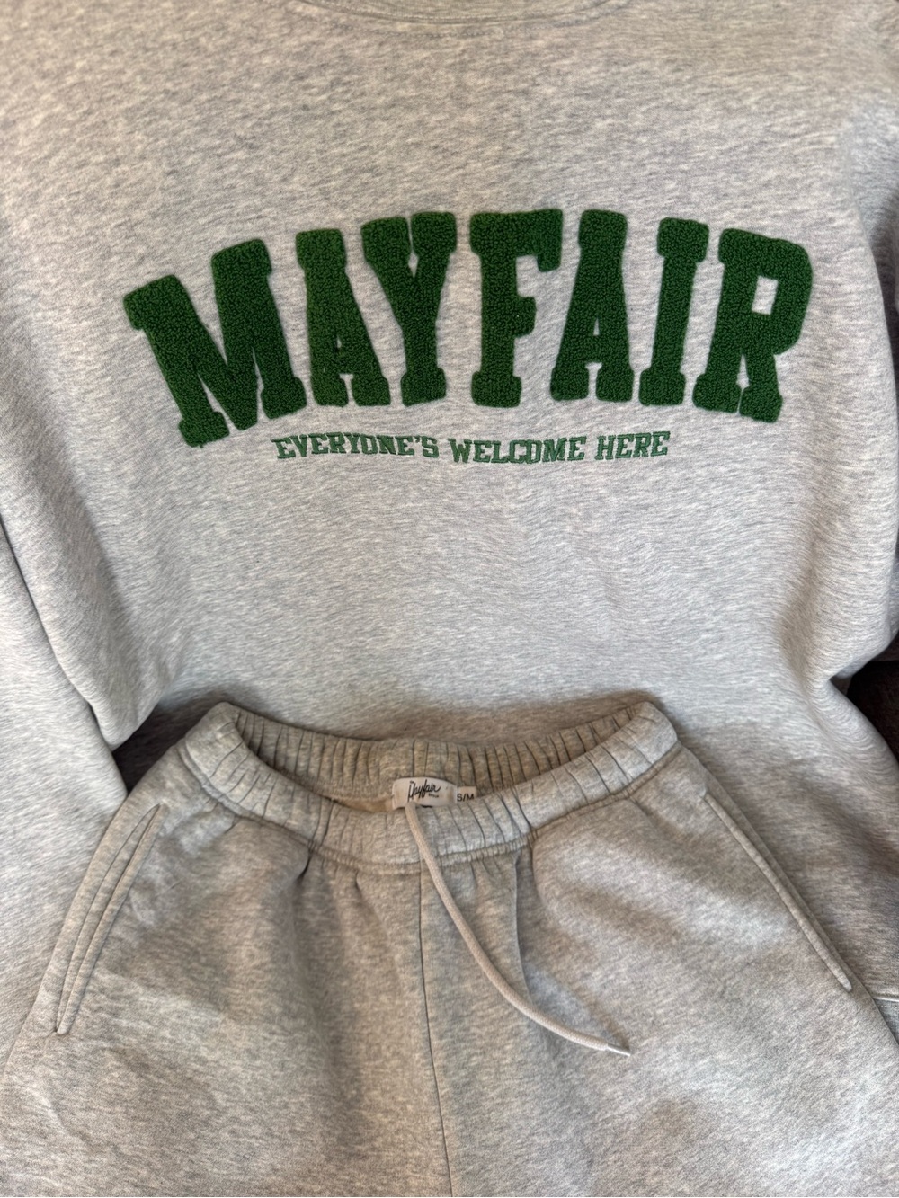 Mayfair Gray Sweatshirt and Jogger Set - Green Logo - Picture 2 of 4